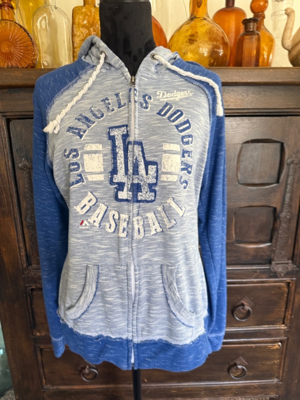Los Angeles Dodgers MLB Full‑Zip Hoodie - Blue/Grey
